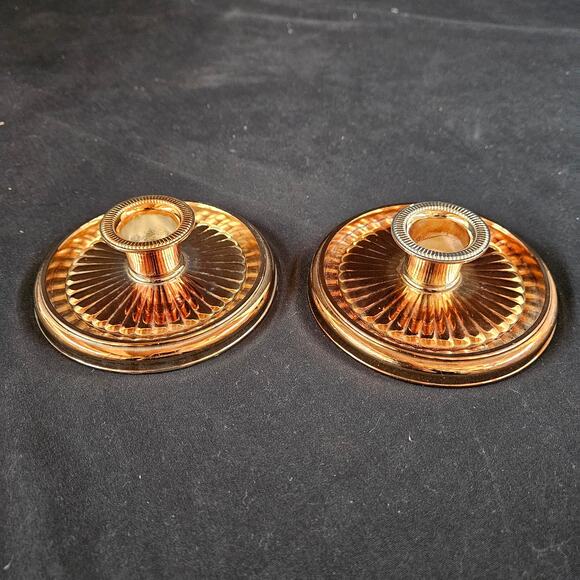 Vintage Low Brass Candlestick Holders Set of 2 Made in Japan MCM - Picture 1 of 7